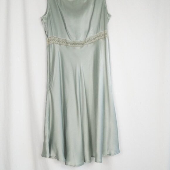 Susie Tompkins Vintage Gray Silk Sleeveless A Line Dress with Lace Accent, Size: - Picture 7 of 15